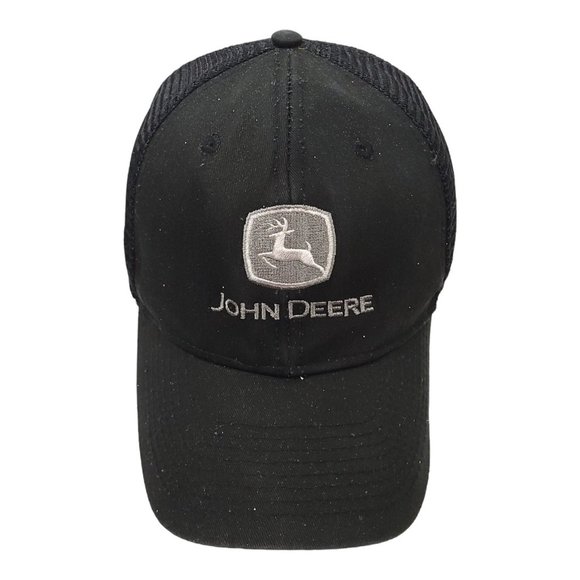 John Deere Patch Logo Mesh Snapback Cap READ CONDITION Trucker Baseball Hat - Picture 1 of 14